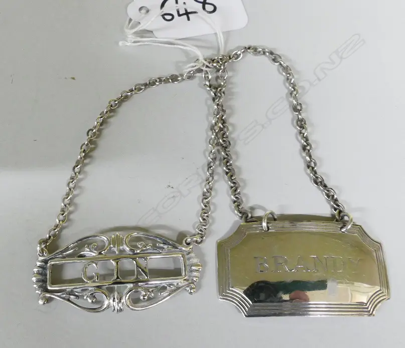 Two silver decanter tickets Image 1++