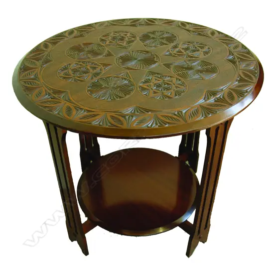 A good N.Z. colonial chip art carved centre table
