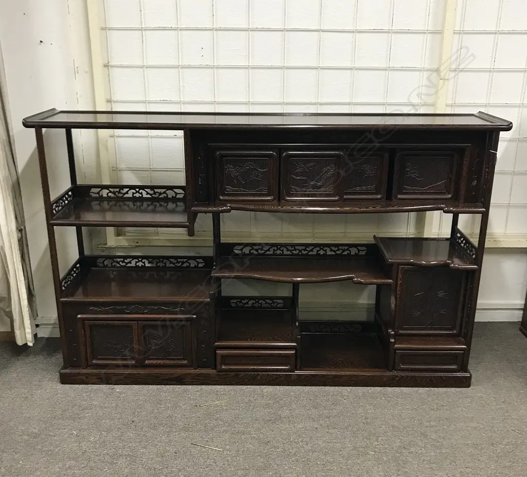 An Oriental figured rosewood display cabinet Image 1++