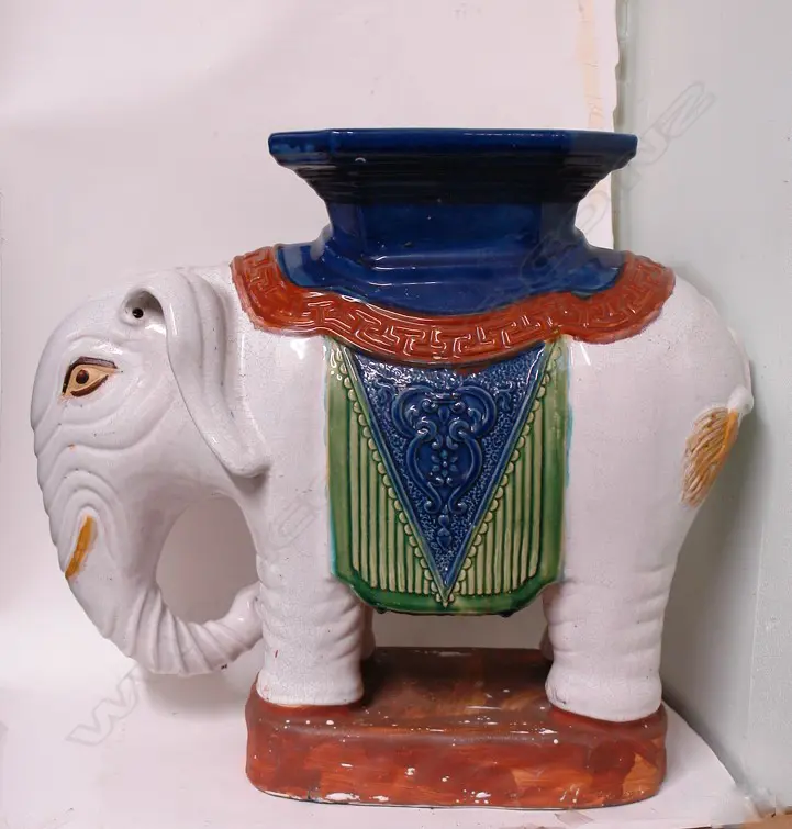 A pair of Oriental pottery elephant garden seats Image 1++