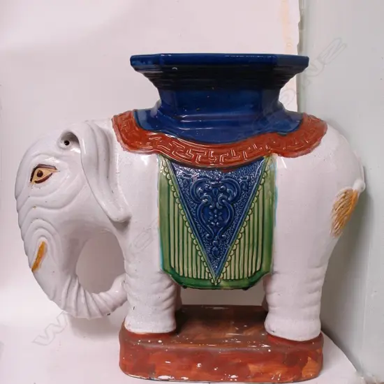 A pair of Oriental pottery elephant garden seats