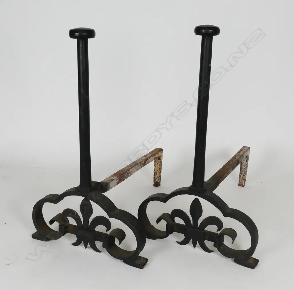 A large and impressive pair of cast iron fire dogs Image 1++