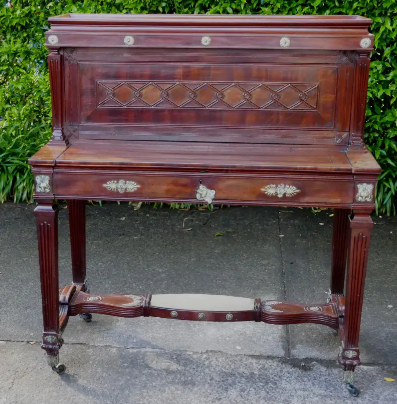 A rare fine quality Regency piano top secretaire Image 1++