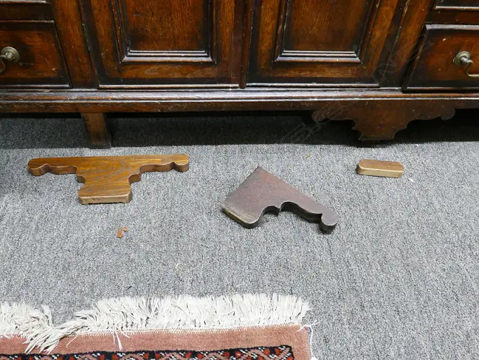 An impressive Georgian oak two-stage housekeeper's cupboard of plain country style Image 1++