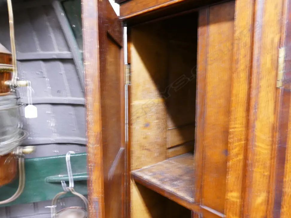 An impressive Georgian oak two-stage housekeeper's cupboard of plain country style Image 1++