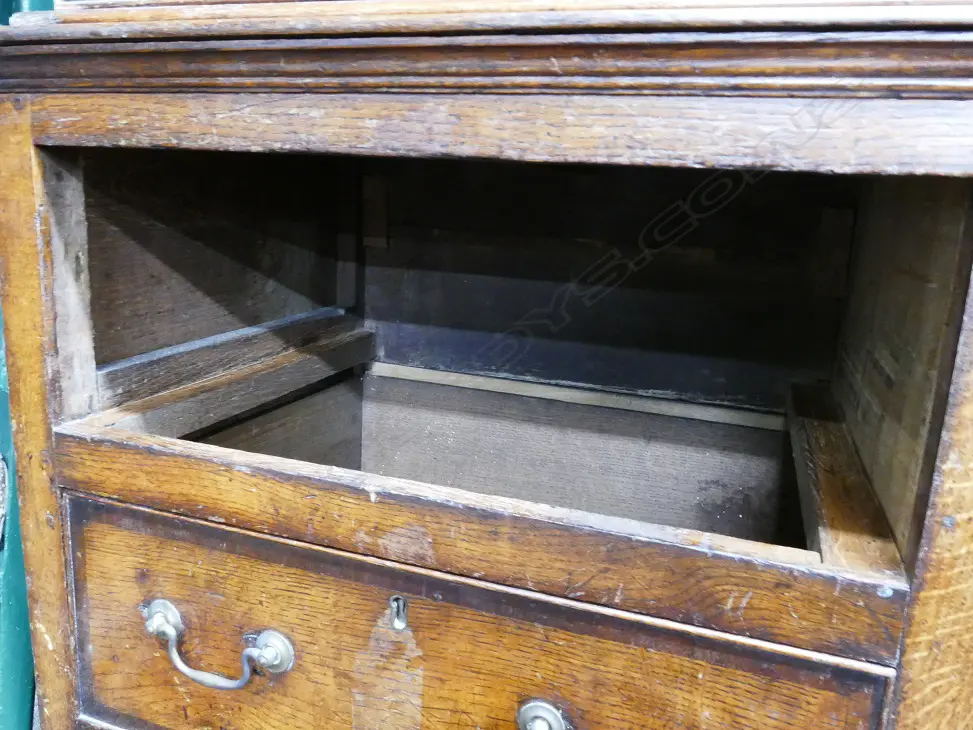 An impressive Georgian oak two-stage housekeeper's cupboard of plain country style Image 1++