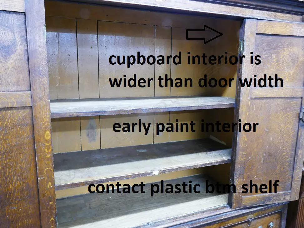 An impressive Georgian oak two-stage housekeeper's cupboard of plain country style Image 1++