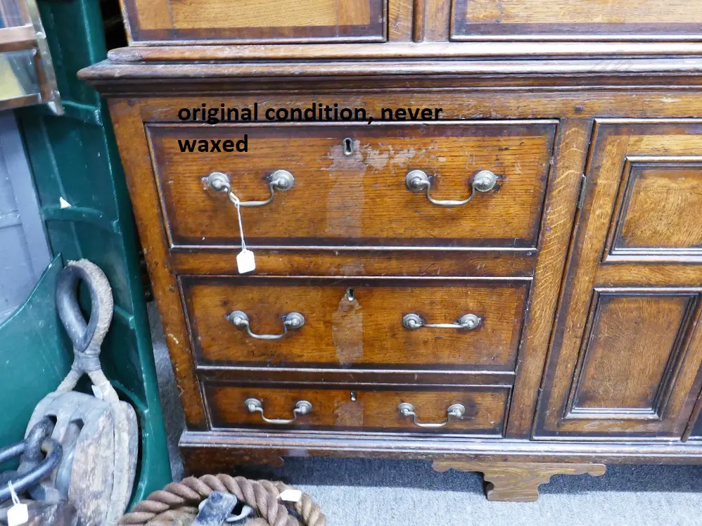 An impressive Georgian oak two-stage housekeeper's cupboard of plain country style Image 1++