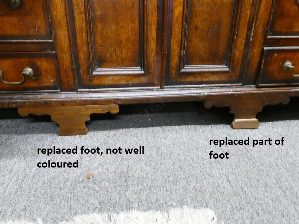 An impressive Georgian oak two-stage housekeeper's cupboard of plain country style Image 1++