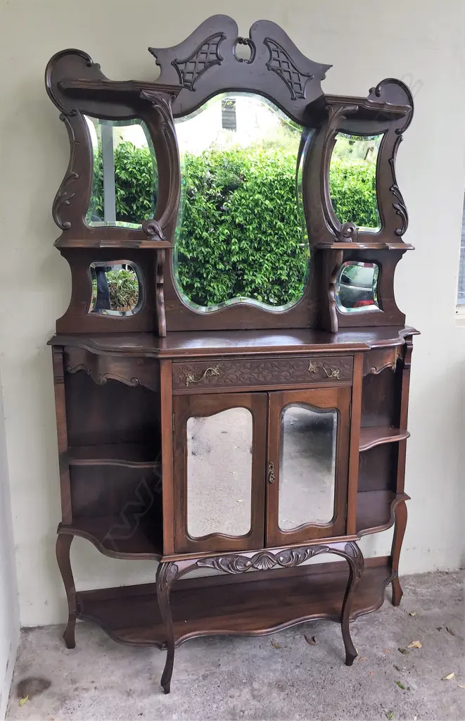 A late Victorian French style walnut display sideboard Image 1++