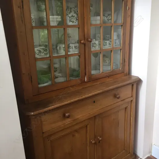 A 19thC pine kitchen cabinet