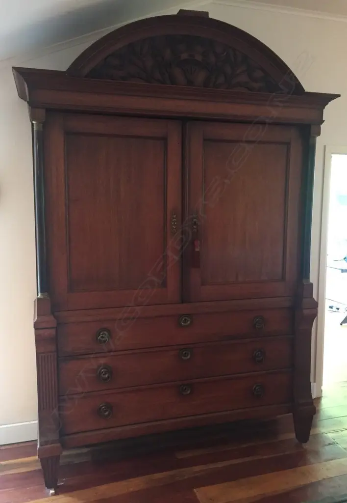 A 19thC. mahogany European housekeeper's cupboard Image 1++