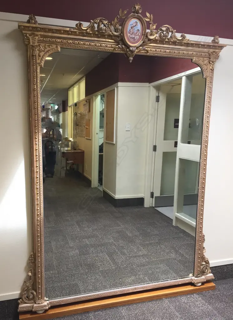 A large and impressive 19thC gilt overmantle mirror Image 1++