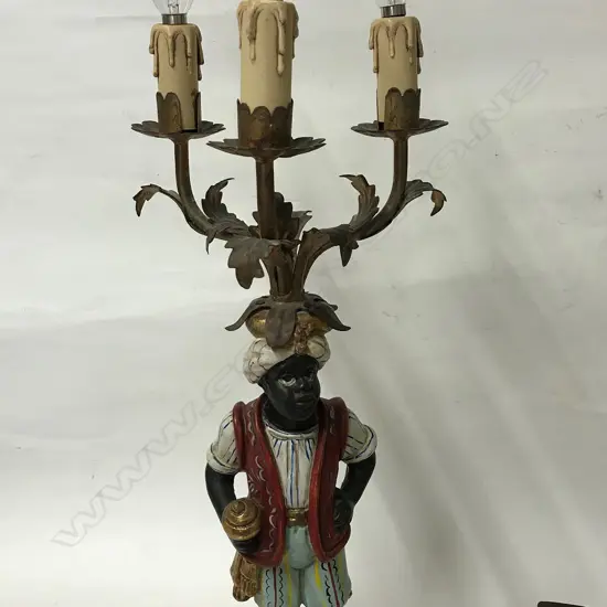 A vintage blackamoor table lamp
