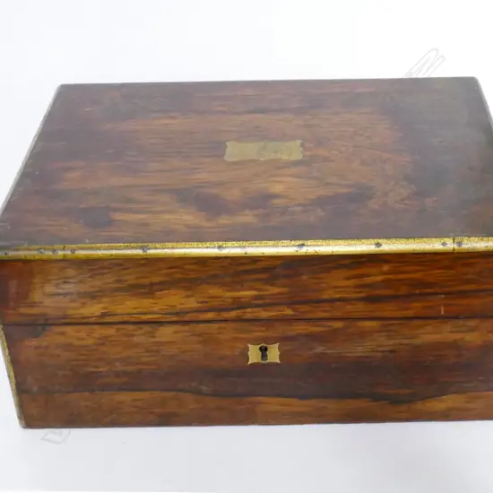 A Victorian quality rosewood and brass inlaid jewel box