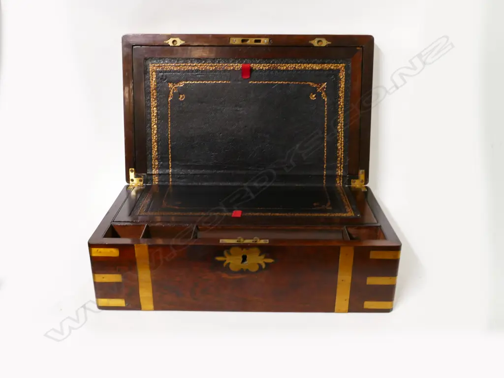 A Victorian brass bound rosewood writing slope Image 1++