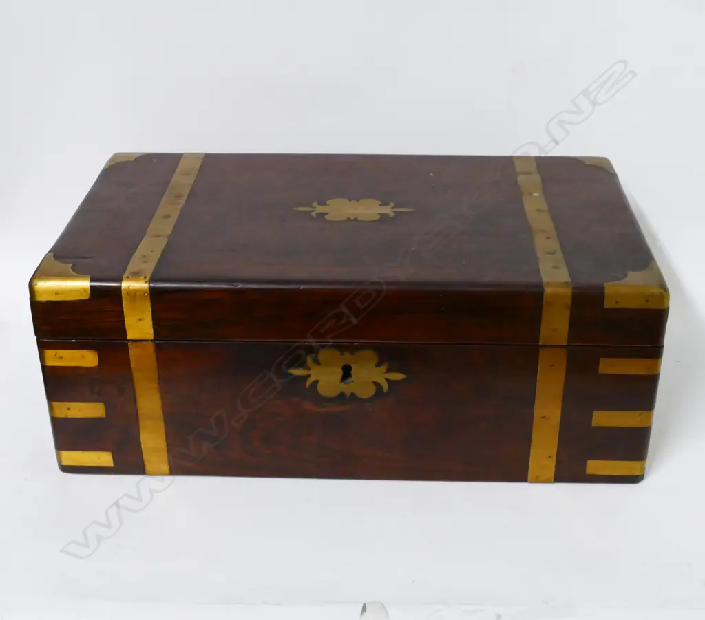 A Victorian brass bound rosewood writing slope Image 1++