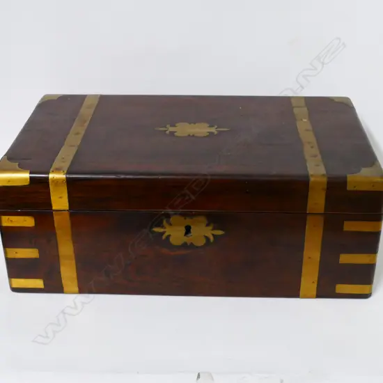 A Victorian brass bound rosewood writing slope