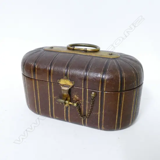 A small Victorian brown leather sewing box