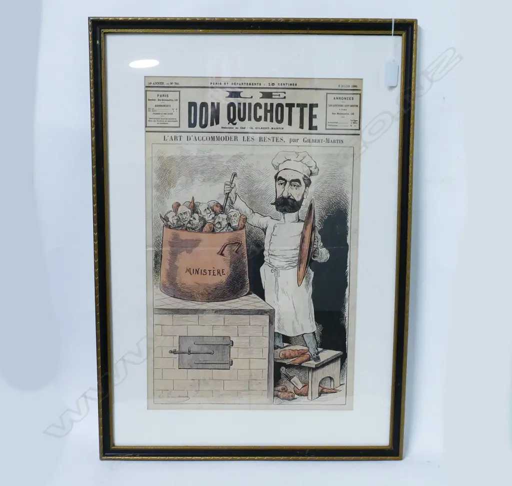 A framed 19thC French political cartoon Image 1++