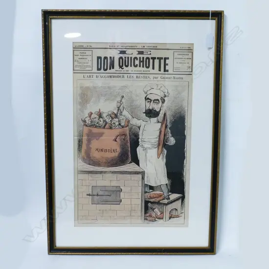 A framed 19thC French political cartoon
