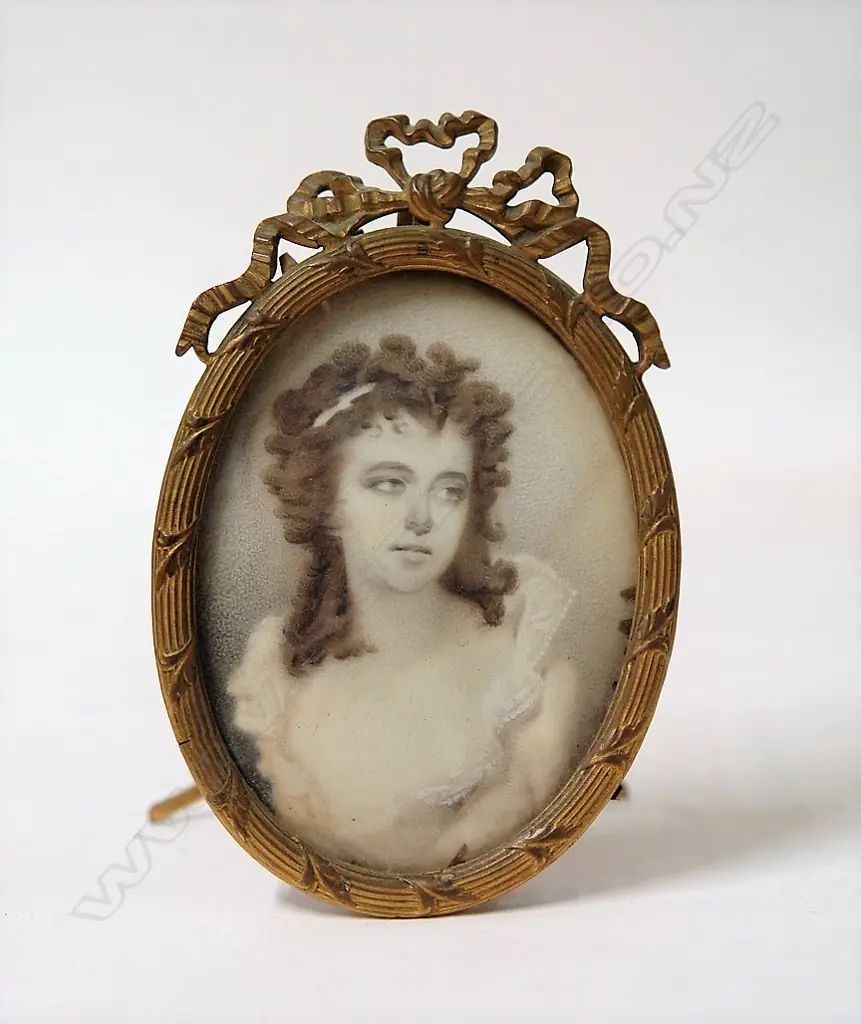 A 19thC French portrait miniature of a young woman Image 1++