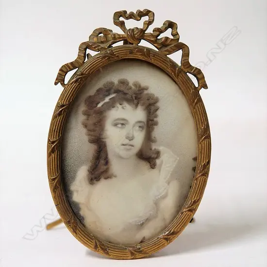 A 19thC French portrait miniature of a young woman