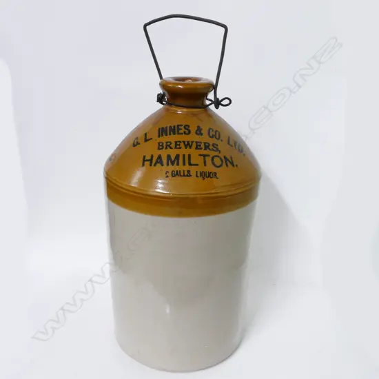 A two-gallon stoneware keg