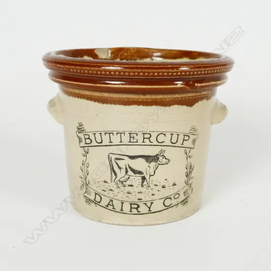 Two Buttercup Dairy Company butter crocks