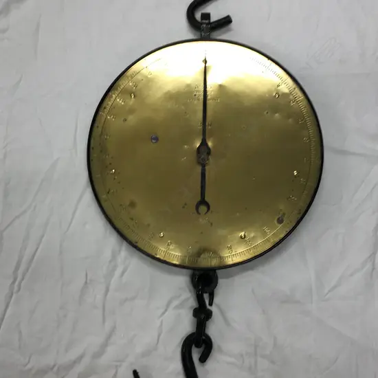 An impressive brass hanging Salter's scale