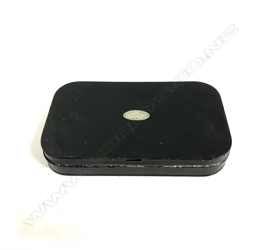 A c.1890s original Hardy Pralon black Japanned fly box Image 1++