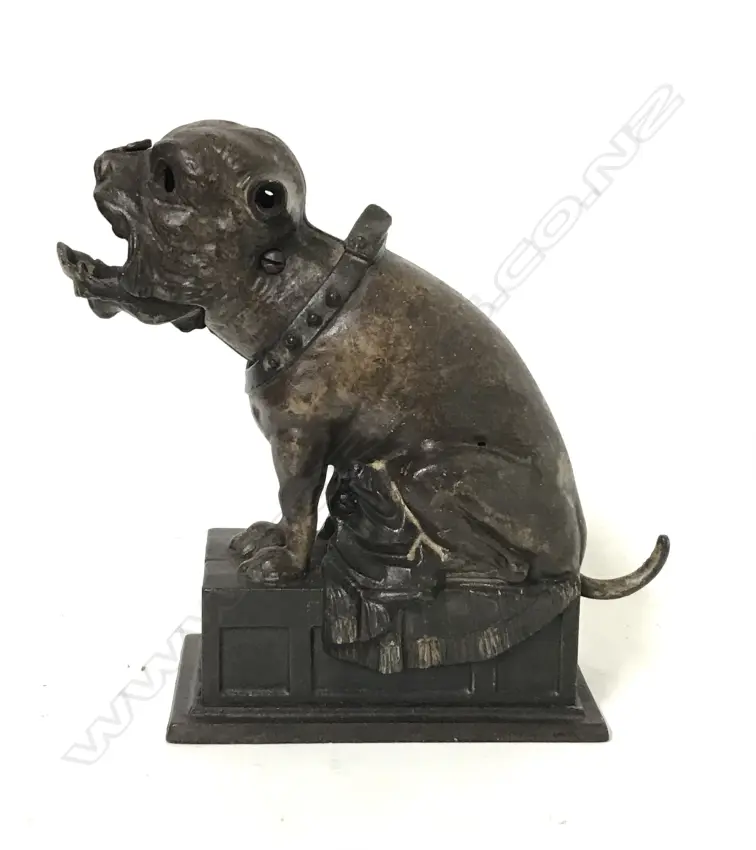 A rare US. c.1880 mechanical 'Bull Dog Bank' money bank Image 1++