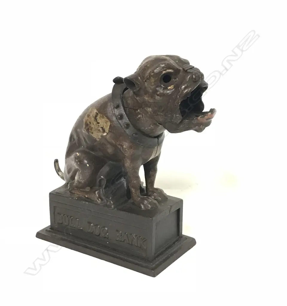 A rare US. c.1880 mechanical 'Bull Dog Bank' money bank Image 1++