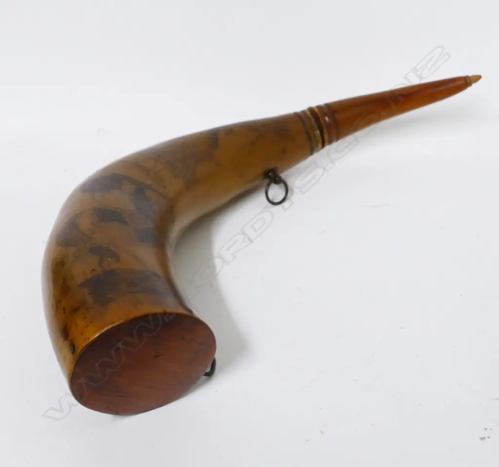 A 19thC scrimshaw powder horn Image 1++