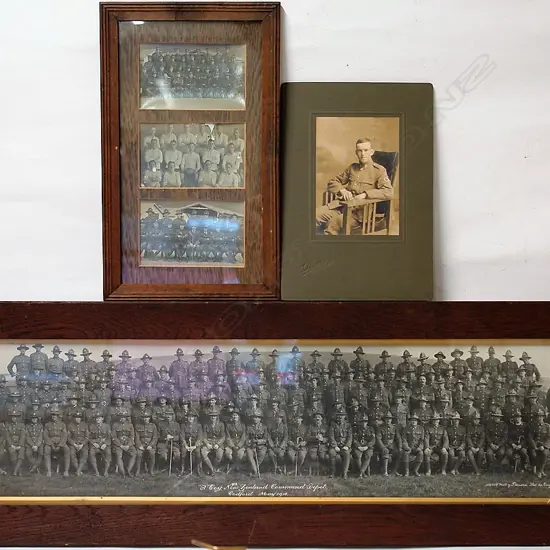 A vintage WWI panoramic photo of '"A" Coy: The N.Z. Command Depot
