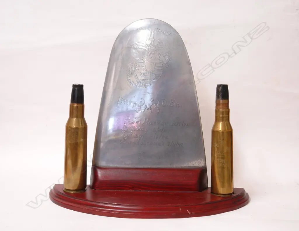 A WWII American trench wing tip and projectile display Image 1++