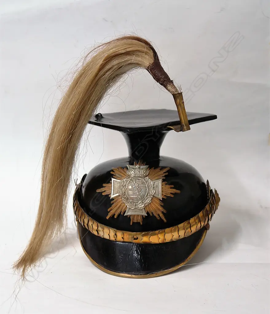 A 19thC Saxony officer's lancer cap Image 1++