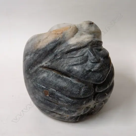 Steven Gwaliasi carved marble sculpture 'Head & Hands'