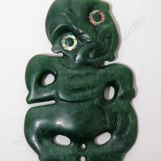 A good large Charlie Wilson carved pounamu hei tiki