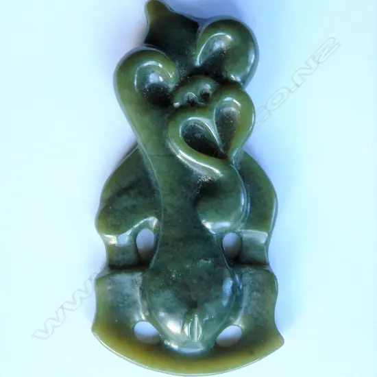 A pounamu hei tiki pendant