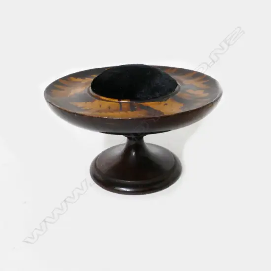 A small fine quality 'fern' wood pin cushion