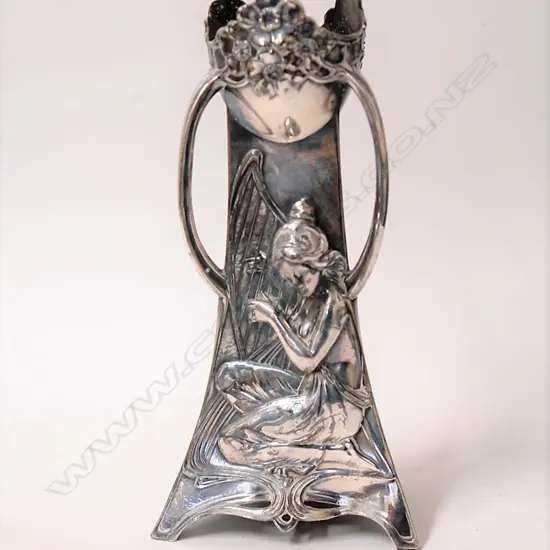 An Art Nouveau WMF silver plate vase