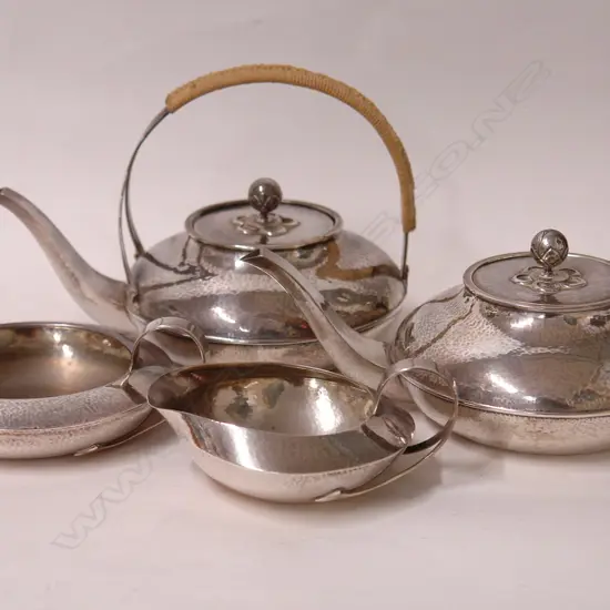 A rare Liberty & Co. Cymric silver four-piece tea service