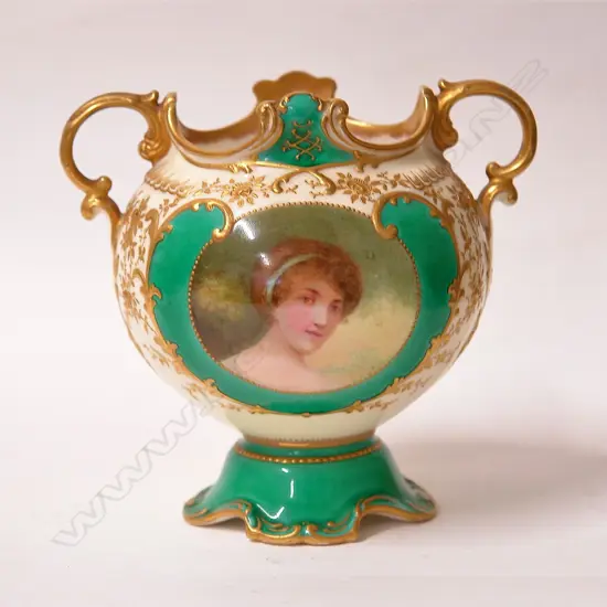 An Edwardian Royal Doulton porcelain hand painted urn vase