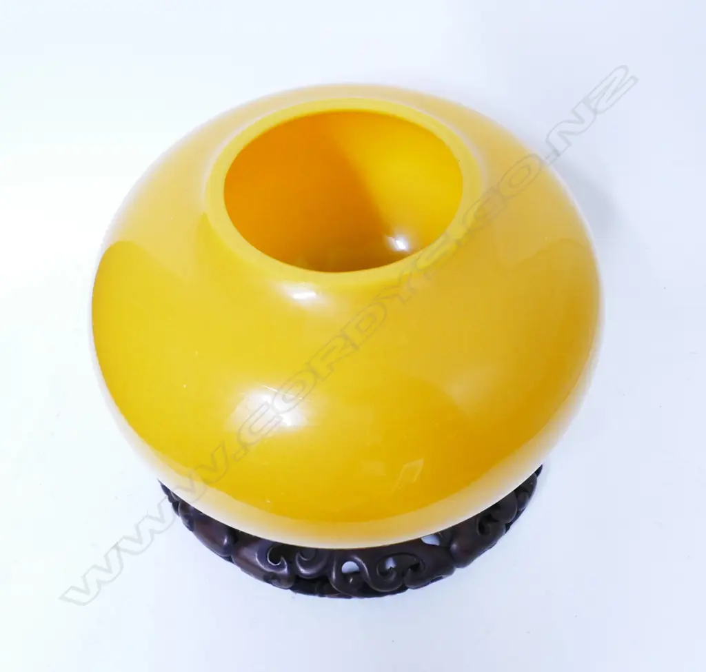 An egg yolk yellow Peking glass bowl Image 1++