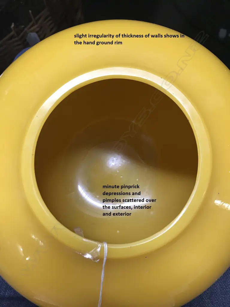 An egg yolk yellow Peking glass bowl Image 1++