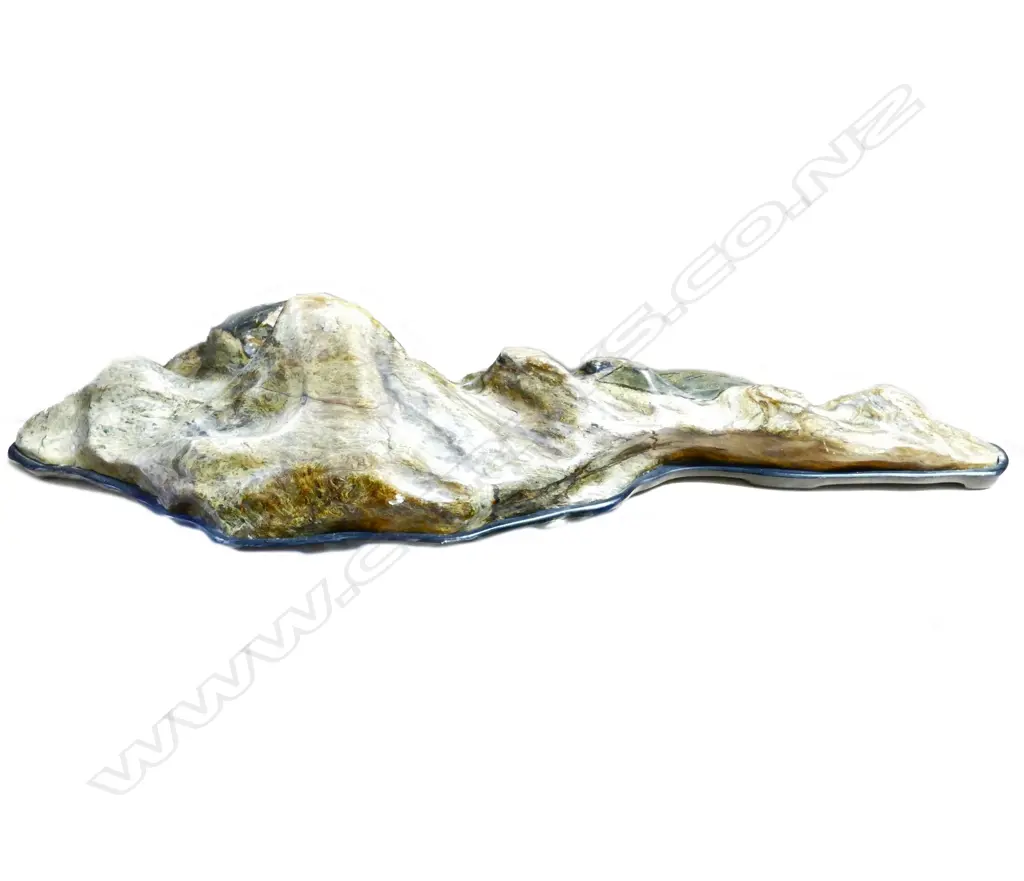 A large heavy variegated green and ochre hardstone mountainous boulder Image 1++