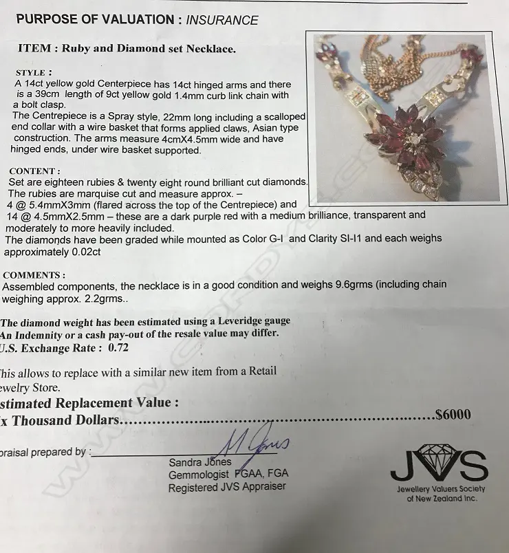 A 14ct. yellow gold ruby and diamond necklet on a 9ct. yellow gold chain Image 1++