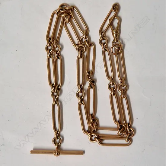 An estate 9ct. yellow gold fob chain
