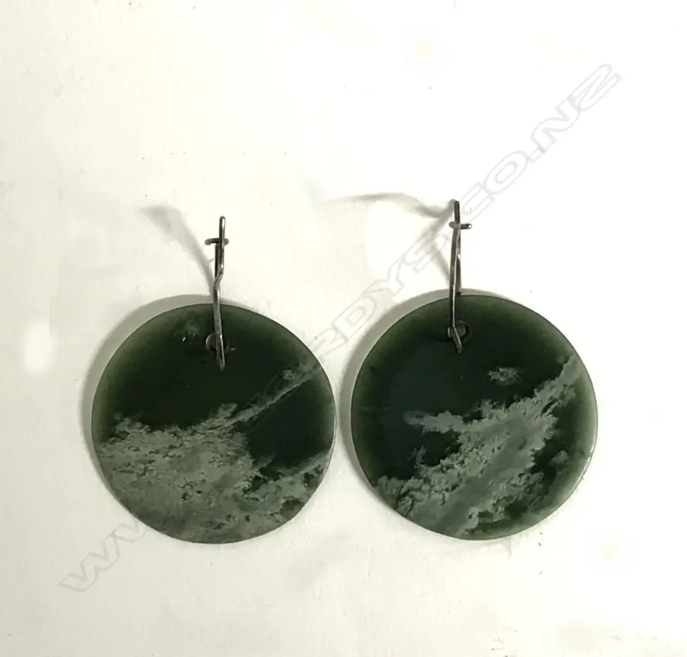 A vintage pair of Paul Annear silver and greenstone earrings Image 1++